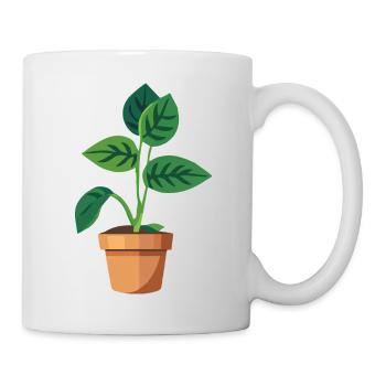 Pflanze grün Topfpflanze Blätter - Tasse - Weiß - Rechts