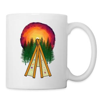 Wilder Westen Tipi Camp Sonnenuntergang Natur - Tasse - Weiß - Rechts