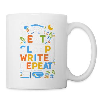 Manger Dormir Écrire Répéter 5 - Mug blanc - blanc - Droite