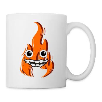 Feu avec visage qui est content - Mug blanc - blanc - Droite
