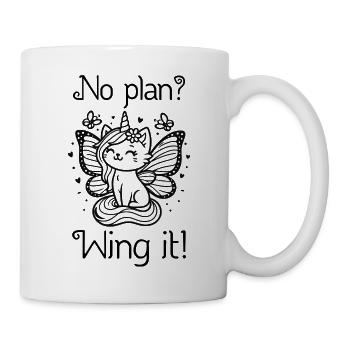 No Plan? Wing it! Winged Unicorn Cat - Mug - white - Right