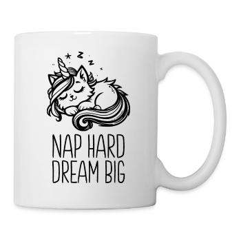 Nap Hard Dream Big Sleeping Unicorn Cat - Mug - white - Right