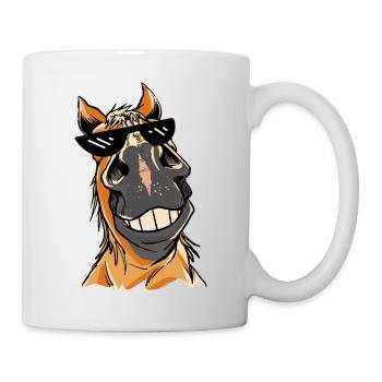 Meme Pferd Pferde Brille Sonnenbrille - Tasse - Weiß - Rechts