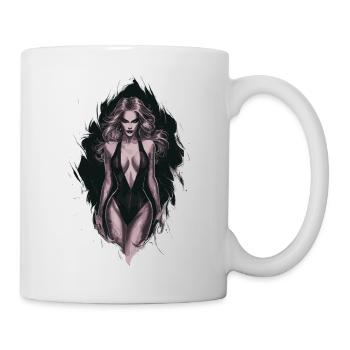 Geheimnisvolle gotische Kunst Frau für Gothik - Tasse - Weiß - Rechts