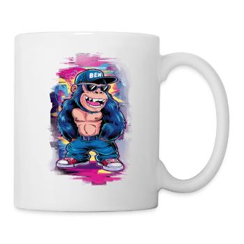 Streetart Gorilla Musik - Tasse - Weiß - Rechts