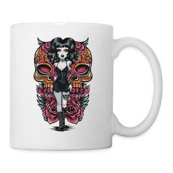 Gothic Tattooed Frau mit Kunstwerk und Rosen - Tasse - Weiß - Rechts