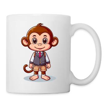 Singe écolier mignon - Mug blanc - blanc - Droite