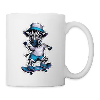 Zebra auf Skateboard Skater Skateboarding für - Tasse - Weiß - Rechts