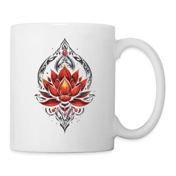 Dekorativer goldroter Lotus - Tasse - Weiß - Rechts