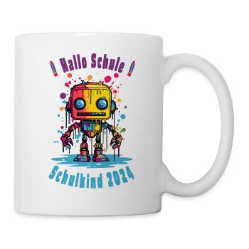 Schulkind 2024 - Roboter - Hallo Schule - Tasse - Weiß - Rechts