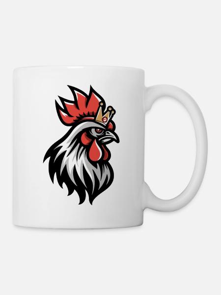 Hahn Kopf Krone - Tasse - Weiß
