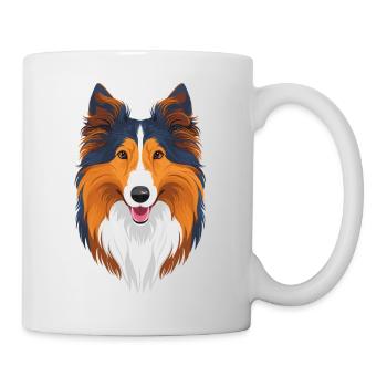 Langhaarcollie Collie Hund Hunderasse - Tasse - Weiß - Rechts