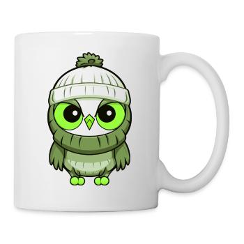Eule Winter Comic - Tasse - Weiß - Rechts