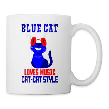 BLUE CAT LOVE MUSIC - Mug blanc - blanc - Droite