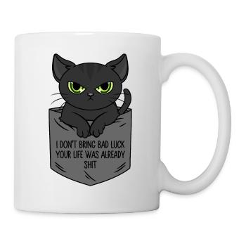 Poche poitrine chat noir Je n’apporte pas de malchance - Mug blanc - blanc - Droite