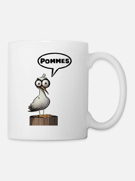 Pommes? Möwe Pommes lustig - Tasse - Weiß