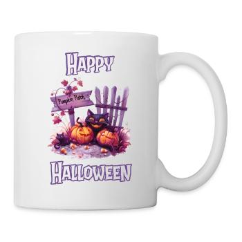 Halloween - Joyeux Halloween Citrouille Patch avec des chats - Mug blanc - blanc - Droite