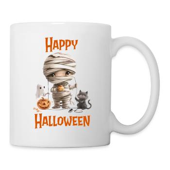Halloween – Happy Halloween cute cat as mummy - Mug - white - Right