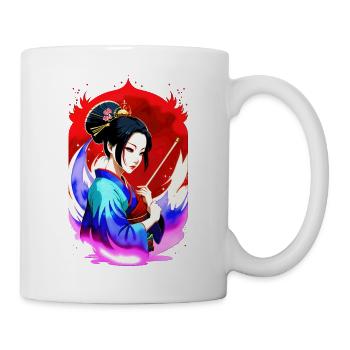 Mystische Geisha - Retro Stil - Tasse - Weiß - Rechts
