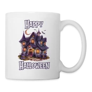 Halloween – Happy Halloween gruseliges Geisterhaus - Tasse - Weiß - Rechts