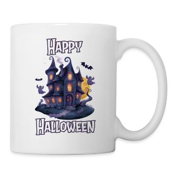 Halloween – Happy Halloween gruseliges Geisterhaus - Tasse - Weiß - Rechts