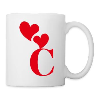 Buchstabe c rotes Herz - Tasse - Weiß - Rechts
