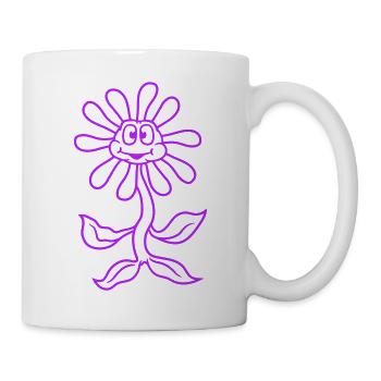 Petite fleur de tournesol visage heureux drôle - Mug blanc - blanc - Droite