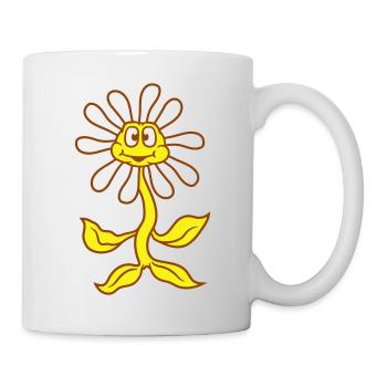 Kleine Sonnenblume Sonne Blume Glückliches Gesicht - Tasse - Weiß - Rechts