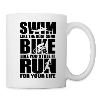 Triathlon Laufen Schwimmen Radfahren - Tasse - Weiß - Rechts