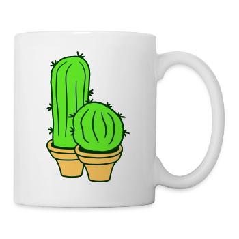 2 Small Cacti Cactus Spines Desert Flower Pot - Mug - white - Right