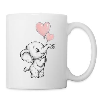 Elefant mit Herz-Luftballons - Tasse - Weiß - Rechts