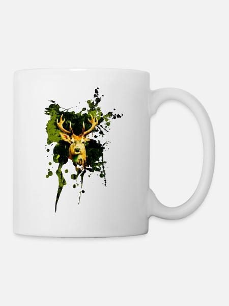 Hirsch Spritzer 1 - Tasse - Weiß