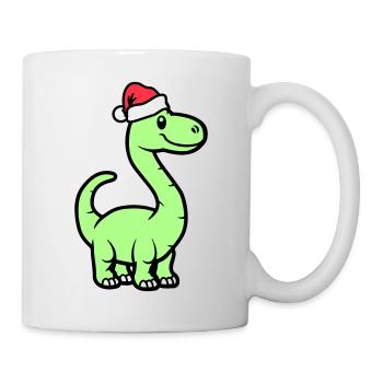 Dinosaurier Brontosaurus Weihnachtsmann - Tasse - Weiß - Rechts