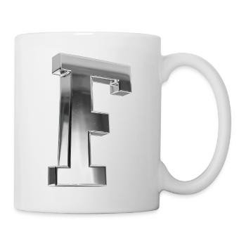 Chrome ,, F " Metallic - Tasse - Weiß - Rechts