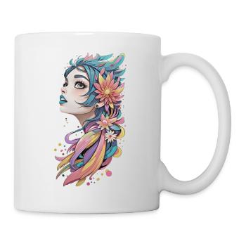 fille en fleurs - Mug blanc - blanc - Droite