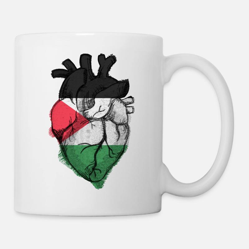 Drapeau du Cœur de Palestine Libre - Montrer l’amour pour la Palestine - Mug blanc - blanc