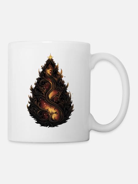 Magischer Weihnachtsbaum: Festliche Flammen! - Tasse - Weiß
