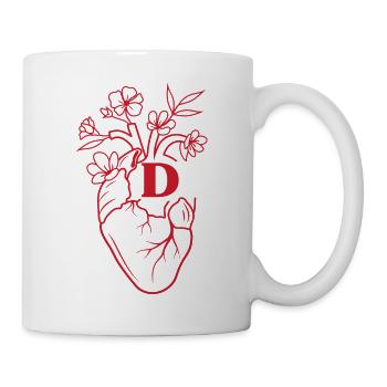 Roter floraler Anatomie-Herzbuchstabe - Tasse - Weiß - Rechts