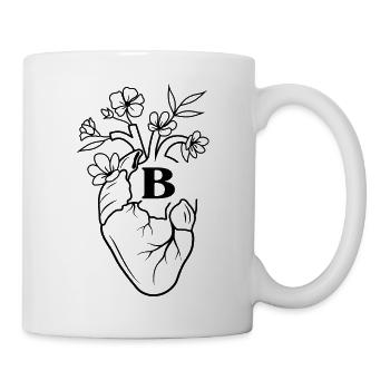 Buchstabe b Herz schwarze florale Anatomie - Tasse - Weiß - Rechts
