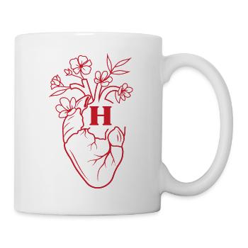 Buchstabe h Herz schwarze florale Anatomie - Tasse - Weiß - Rechts