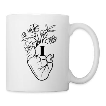 Buchstabe i Herz schwarze florale Anatomie - Tasse - Weiß - Rechts
