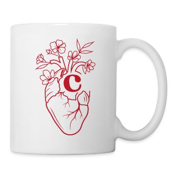 Buchstabe c Herz rote Blumen Anatomie - Tasse - Weiß - Rechts
