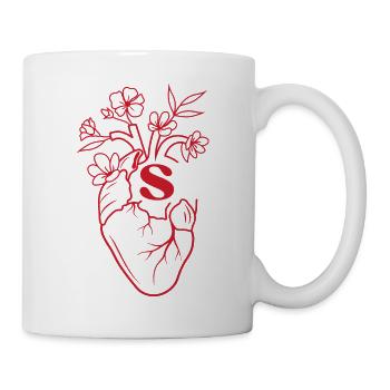 Letter s heart red floral anatomy - Mug - white - Right
