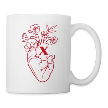 Letter x Heart Red Floral Anatomy - Mug - white - Right