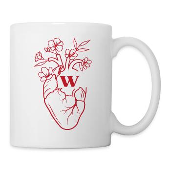 Buchstabe w Rote Blumen Anatomie Herz - Tasse - Weiß - Rechts