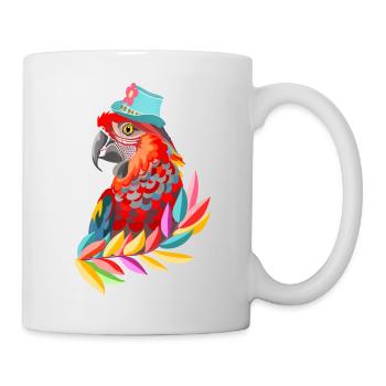 Papagei mit Hut - Tasse - Weiß - Rechts