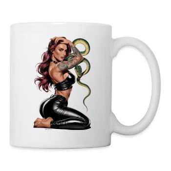 Wilde tätowierte Frau mit Schlange für einen - Tasse - Weiß - Rechts