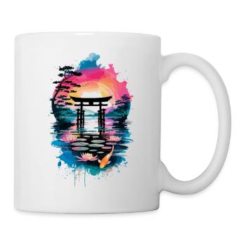 Kirschblüte Japanisch Berg Flusslandschaft - Tasse - Weiß - Rechts