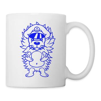 Lustiger kleiner Igel Herbst Kapitän Süß Niedlich - Tasse - Weiß - Rechts