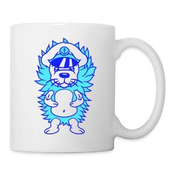 Lustiger kleiner Igel Herbst Kapitän Süß Niedlich - Tasse - Weiß - Rechts